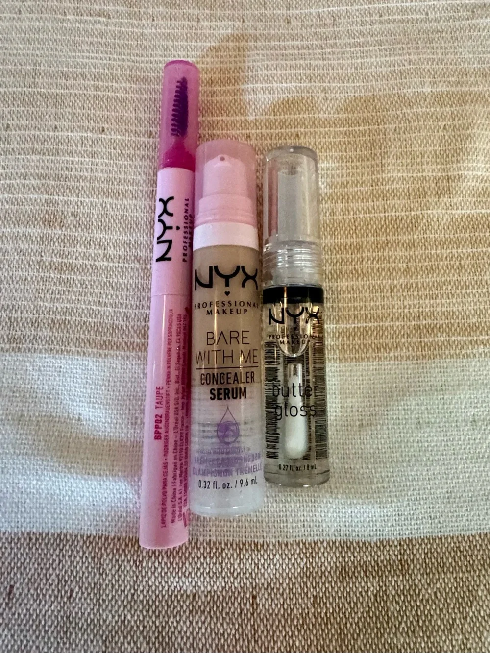 NYX Pink Dual Brow & Mascara Tool with Concealer Serum and Clear Butter Gloss